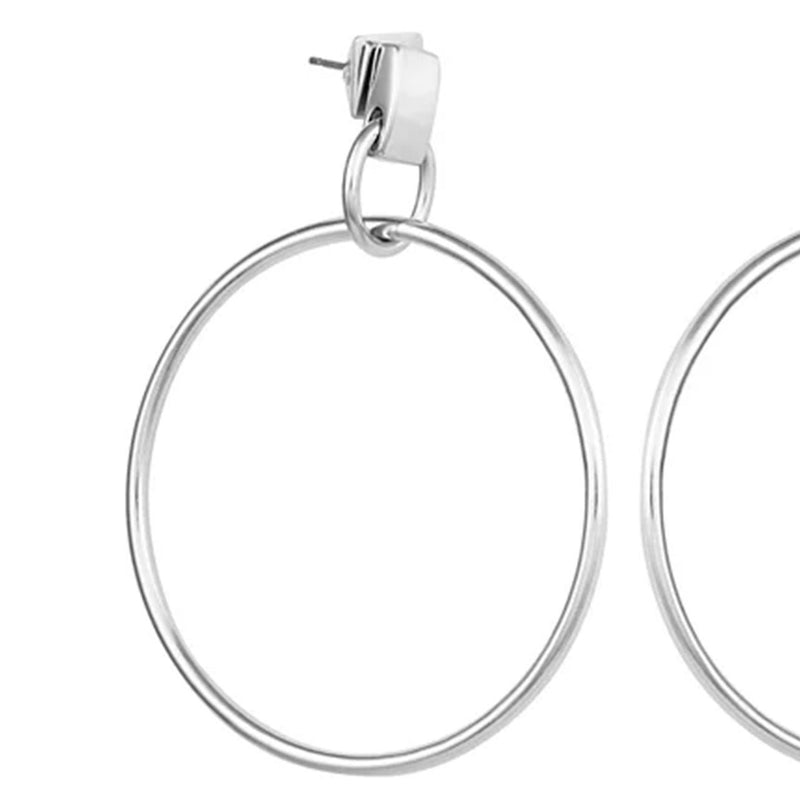 Silvertone Hoop Drop Earrings - Vince Camuto