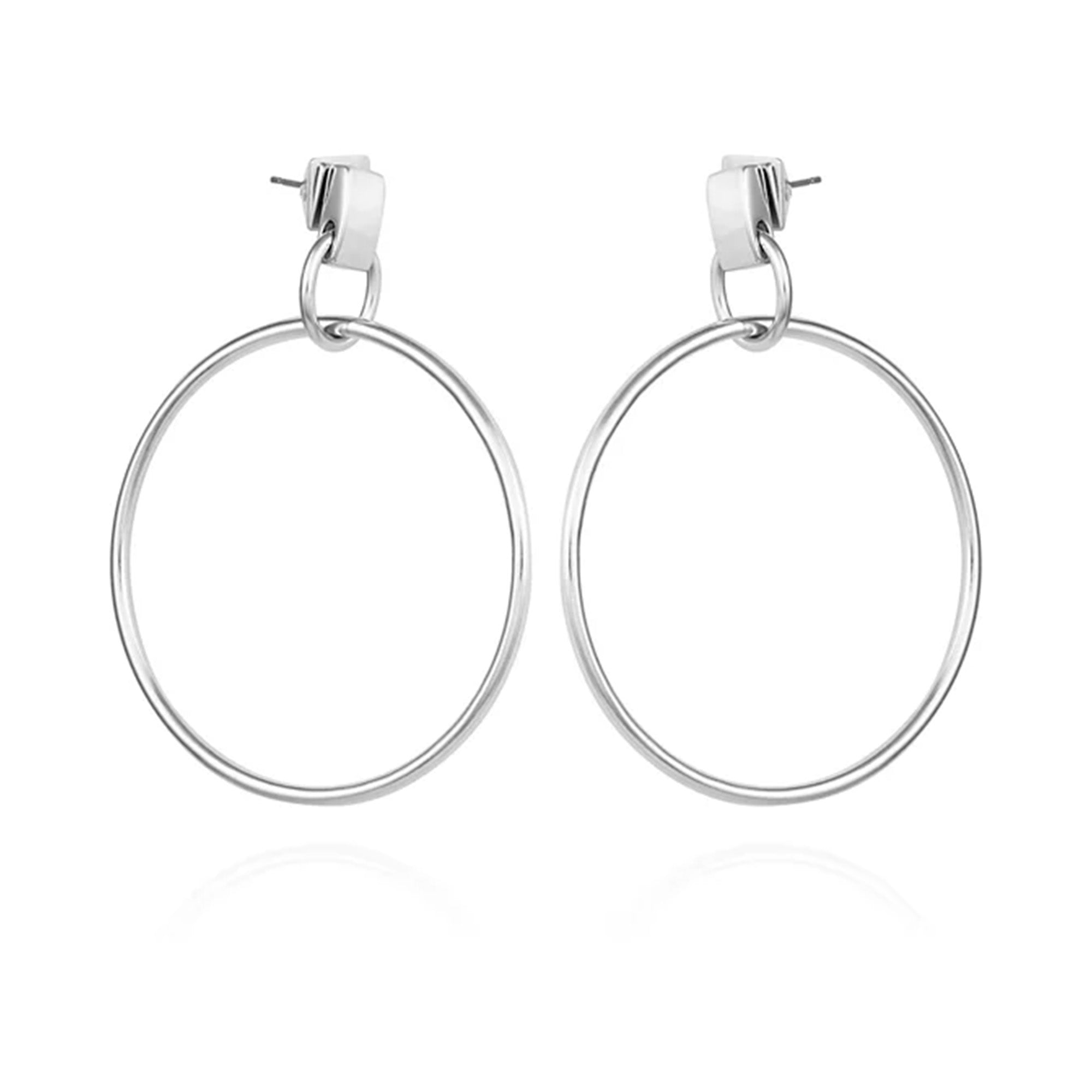 Silvertone Hoop Drop Earrings - Silver Tone - Vince Camuto