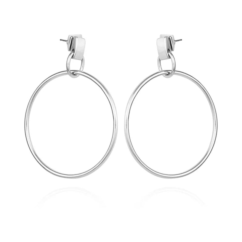 Silvertone Hoop Drop Earrings - Silver Tone - Vince Camuto