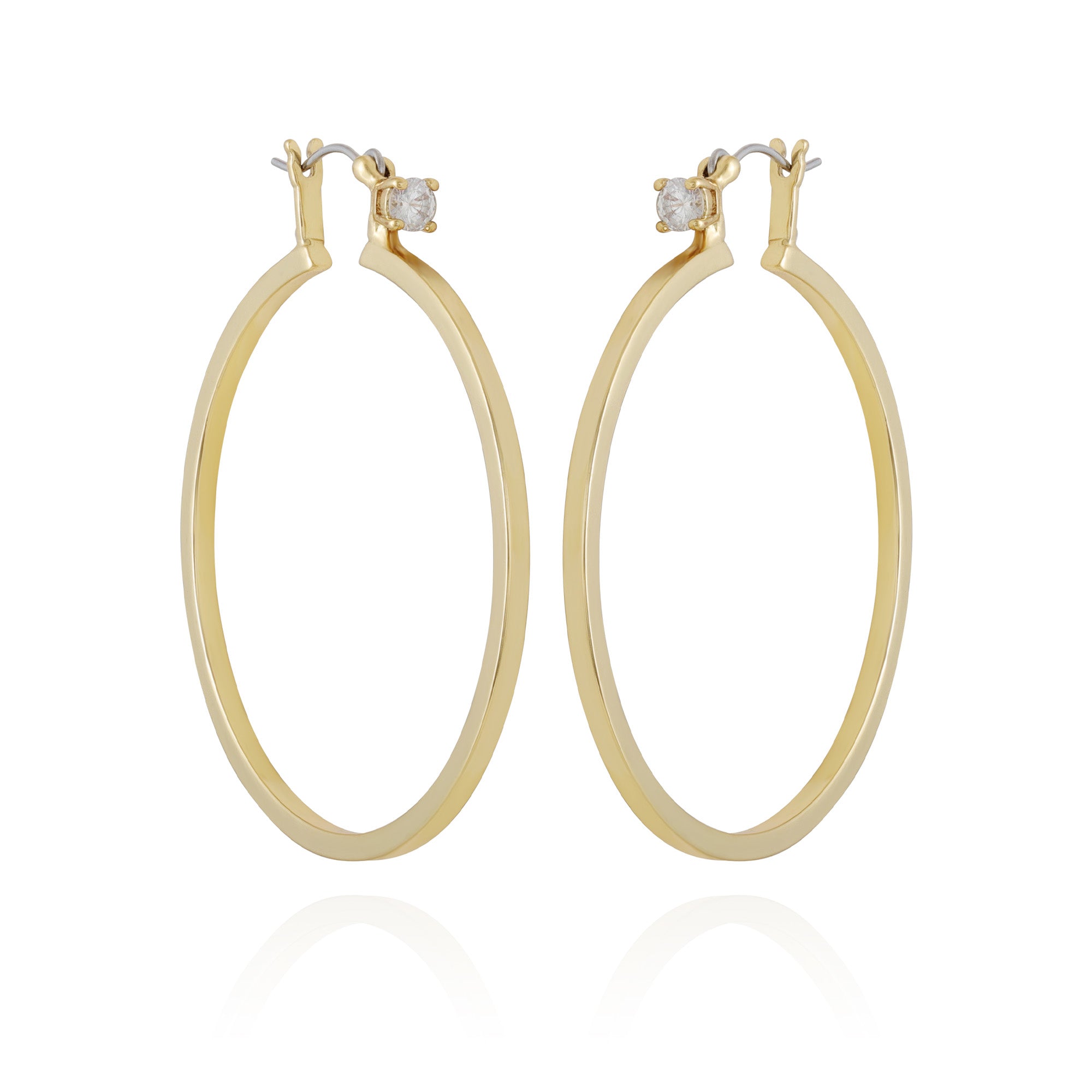 Goldtone Cubic Zirconia Large Hoops Earrings - Vince Camuto
