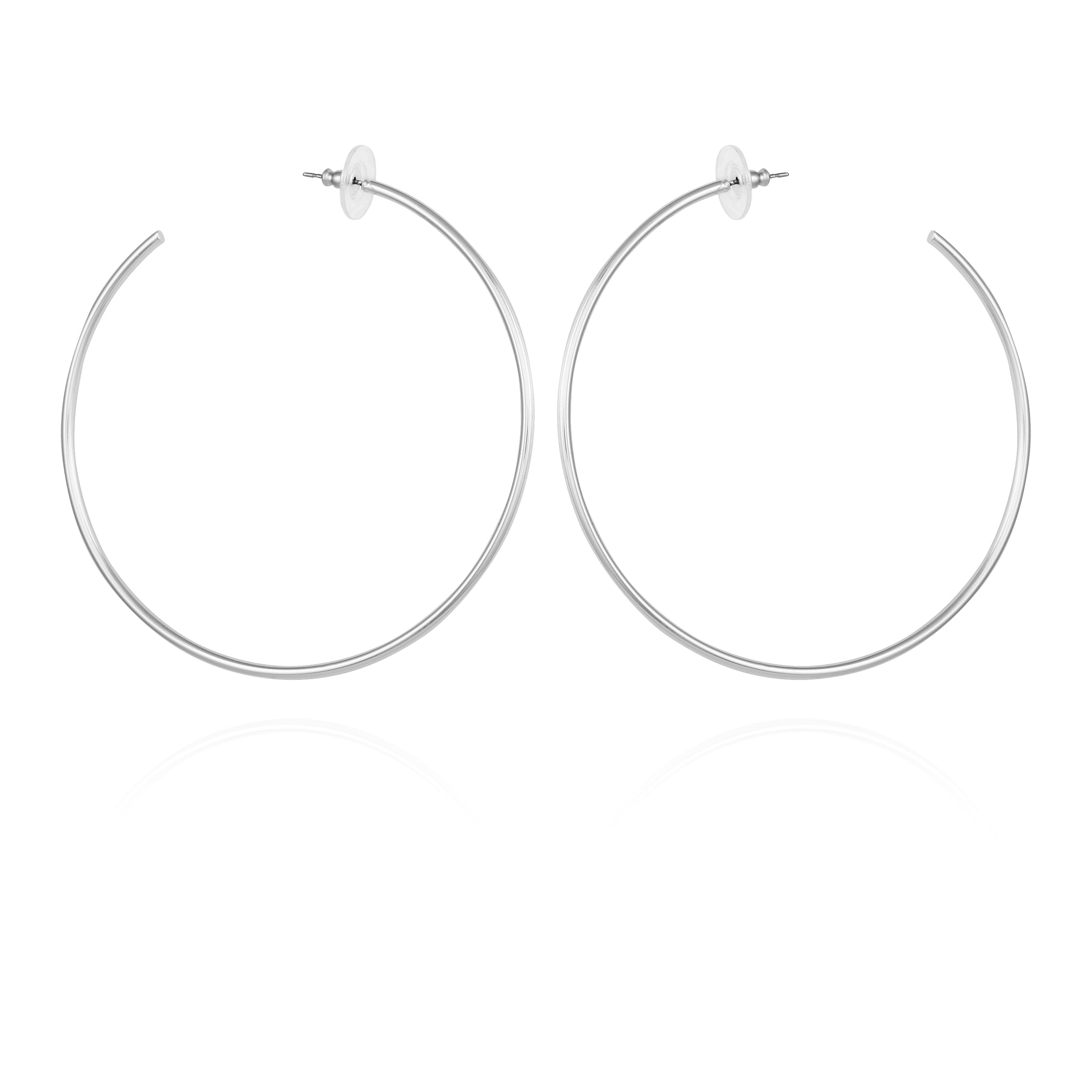 Large Open Hoop Earrings - Silver Tone - Vince Camuto