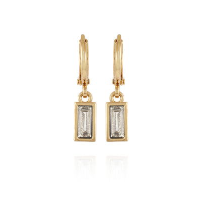 Rectangular Glass Stone Huggie Drop Earrings - Vince Camuto