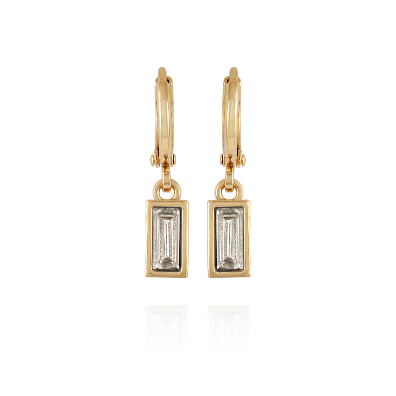 Rectangular Glass Stone Huggie Drop Earrings - Vince Camuto