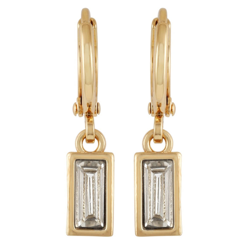 Rectangular Glass Stone Huggie Drop Earrings - Vince Camuto