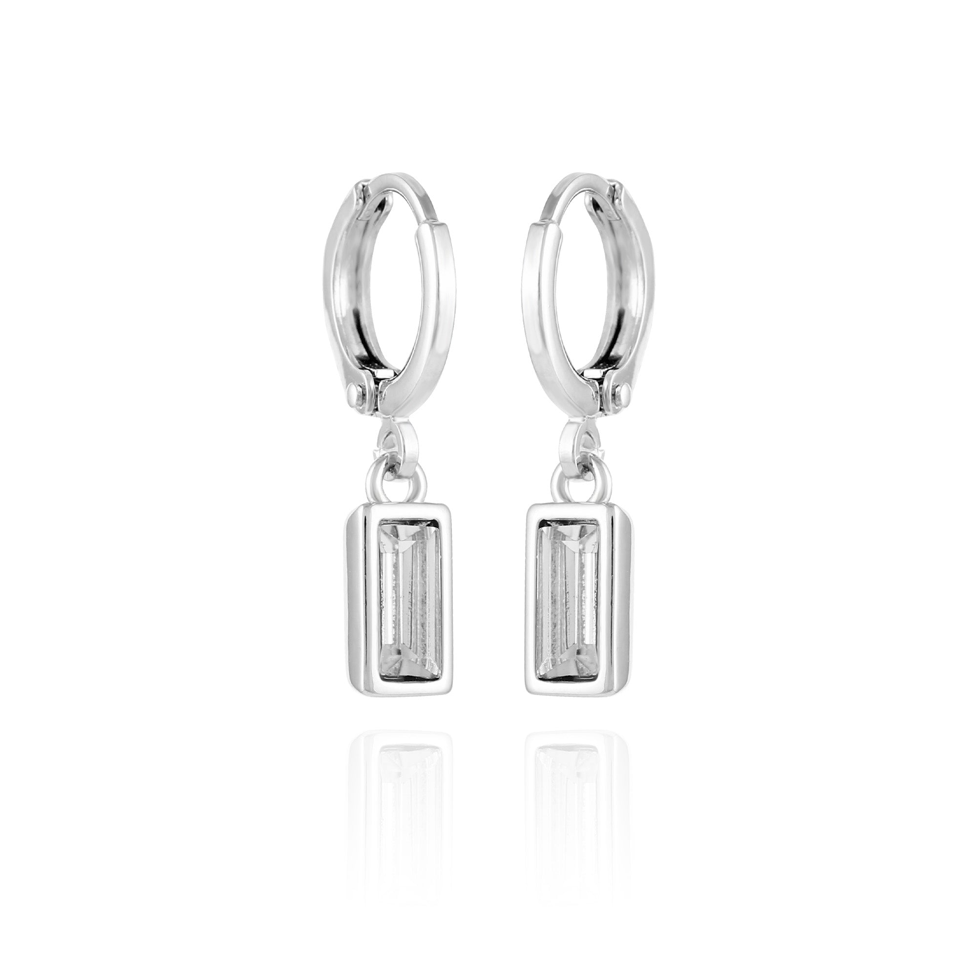 Rectangular Glass Stone Huggie Drop Earrings - Vince Camuto