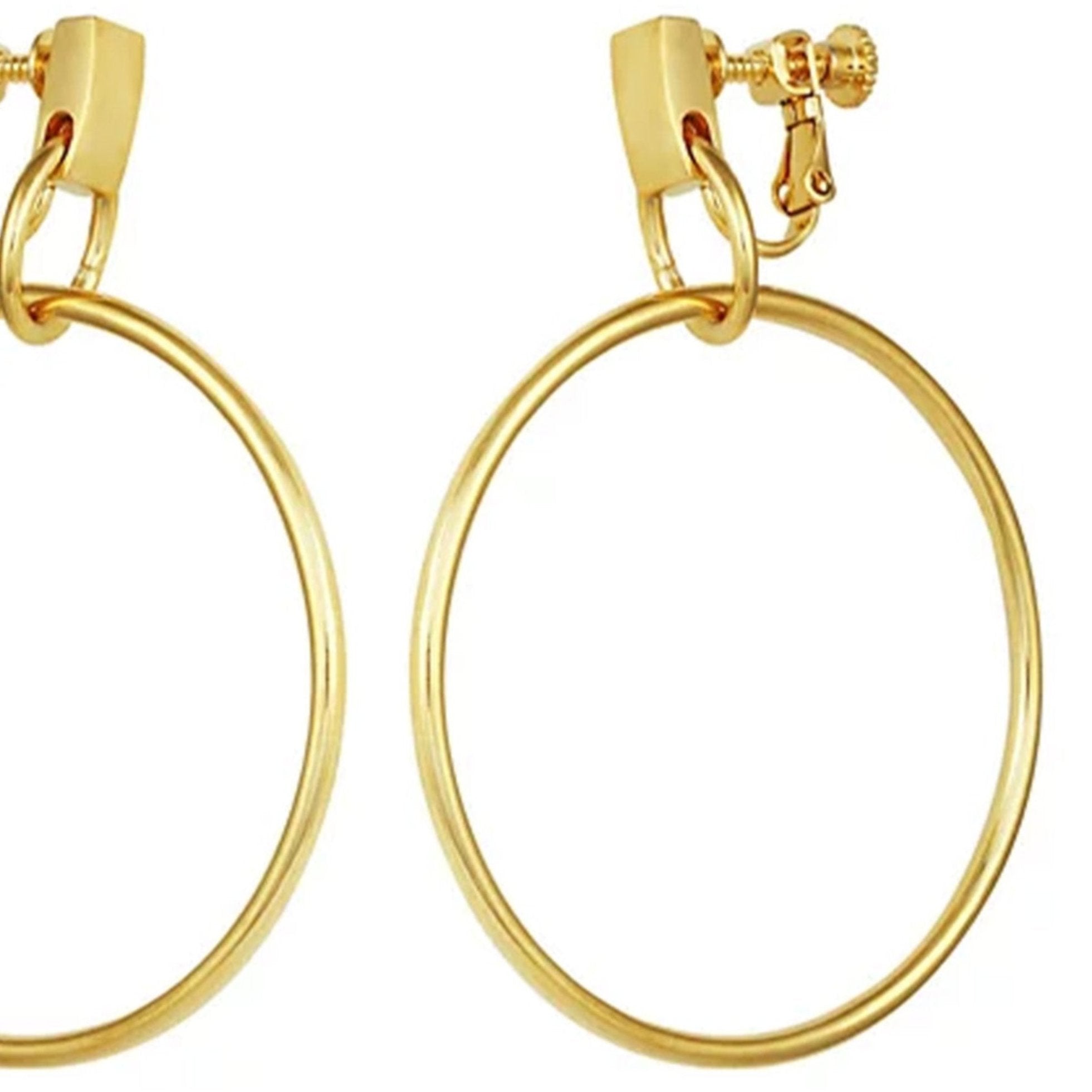 Drop Hoop Clip On Earrings - Gold Tone - Vince Camuto