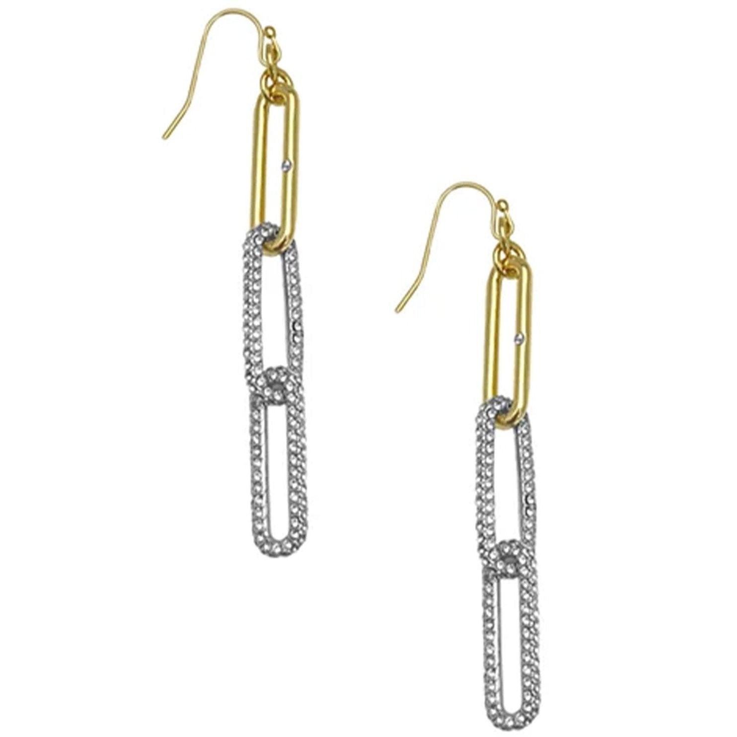 Two Tone Crystal Stone Paper Clip Drop Earrings - Two Tone - Vince Camuto