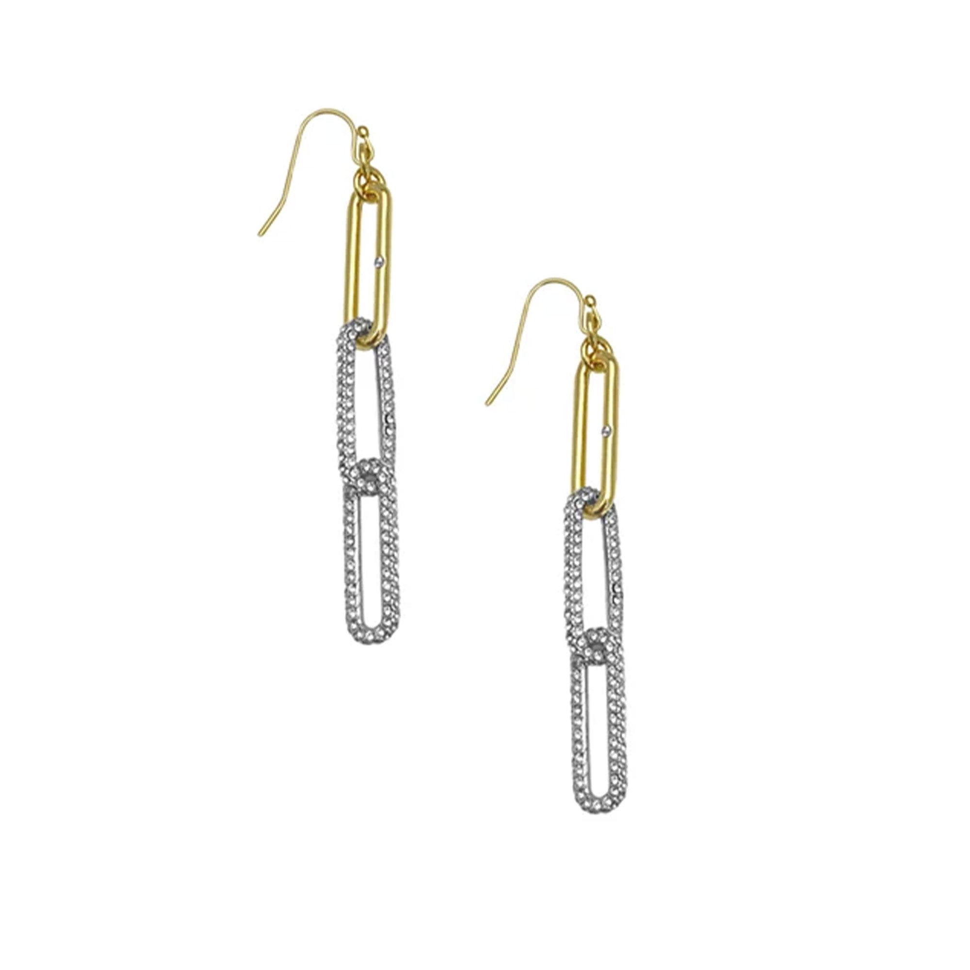 Two Tone Crystal Stone Paper Clip Drop Earrings - Two Tone - Vince Camuto