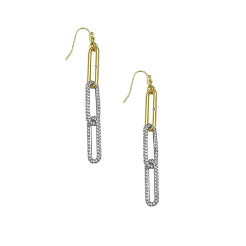 Two Tone Crystal Stone Paper Clip Drop Earrings - Two Tone - Vince Camuto