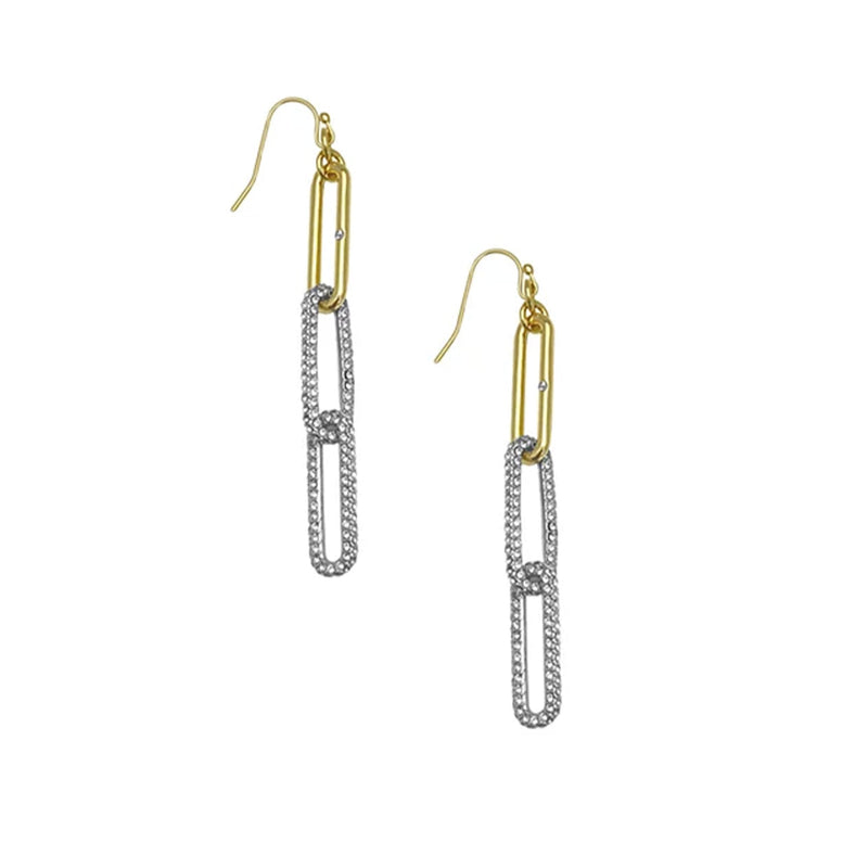 Two Tone Crystal Stone Paper Clip Drop Earrings - Two Tone - Vince Camuto