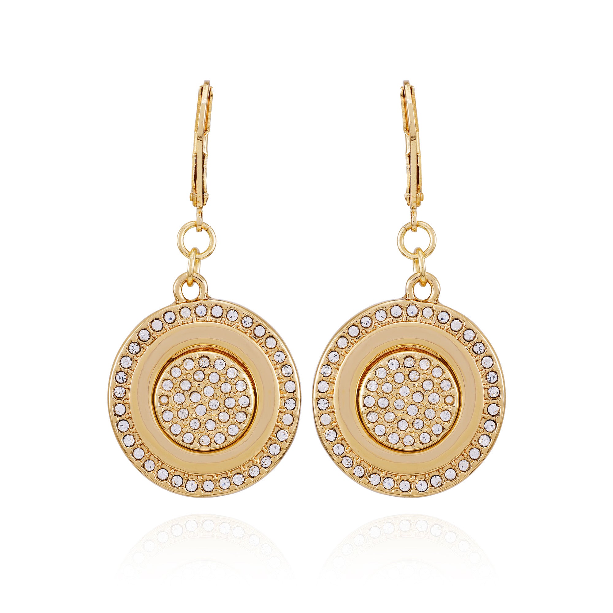 Goldtone Pave Stone Coin Drop Earrings - Vince Camuto