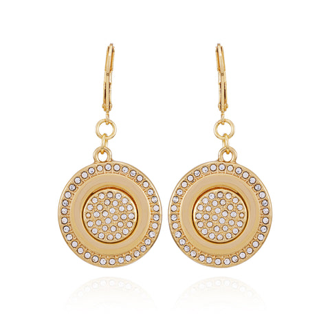 Goldtone Pave Stone Coin Drop Earrings - Vince Camuto