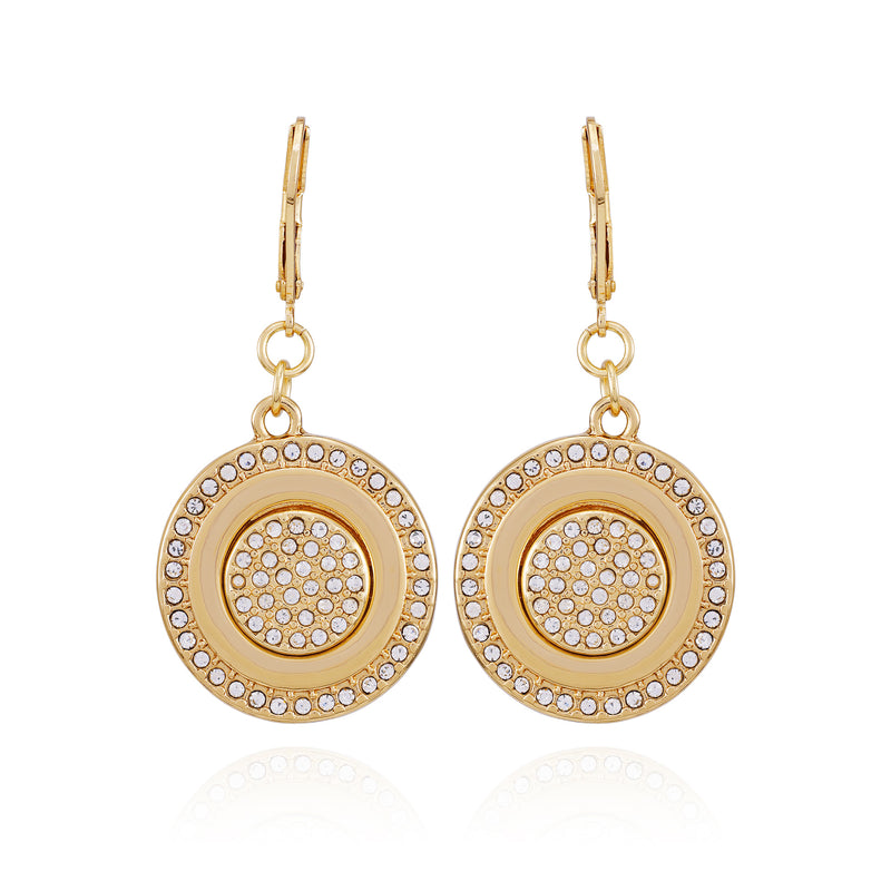 Goldtone Pave Stone Coin Drop Earrings - Vince Camuto