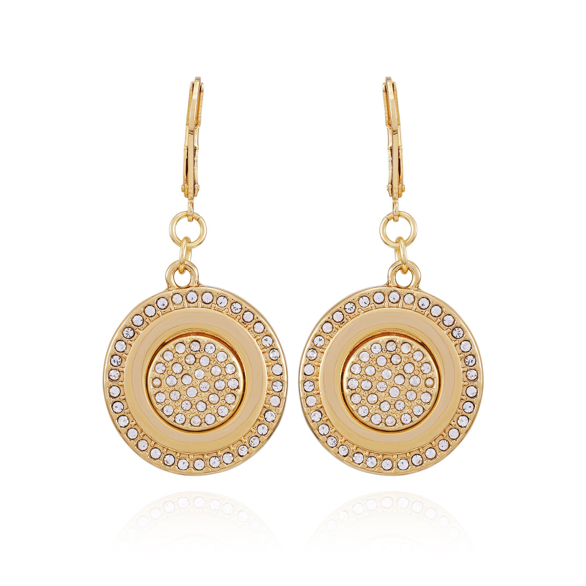 Goldtone Pave Stone Coin Drop Earrings - Gold Tone - Vince Camuto