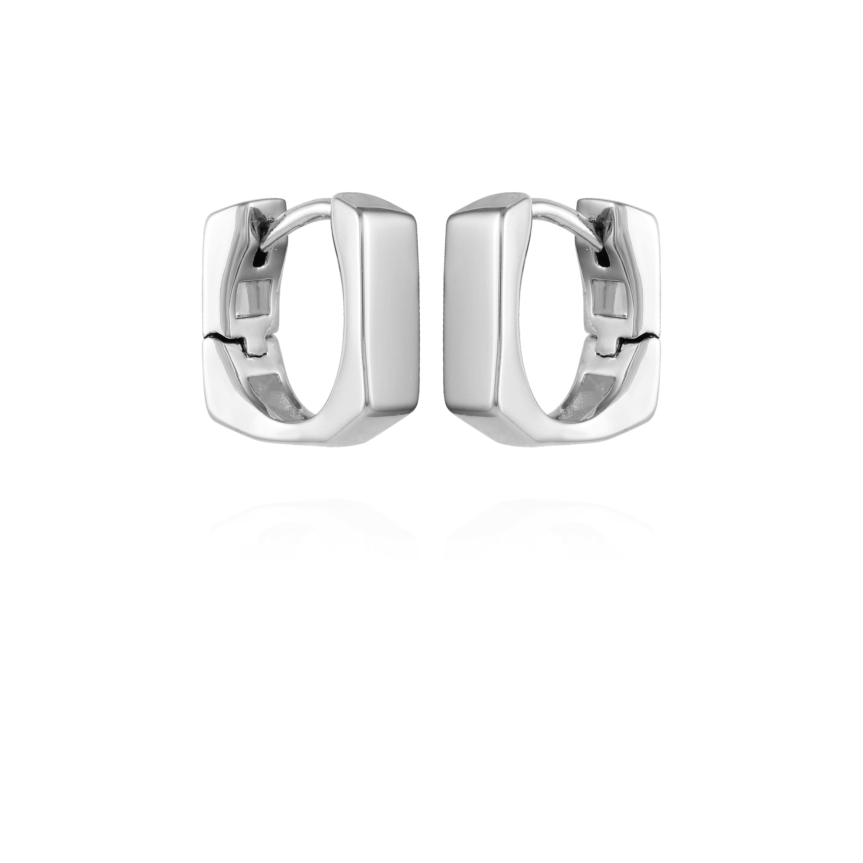 Rectangle Huggie Hoop Earrings - Silver Tone - Vince Camuto