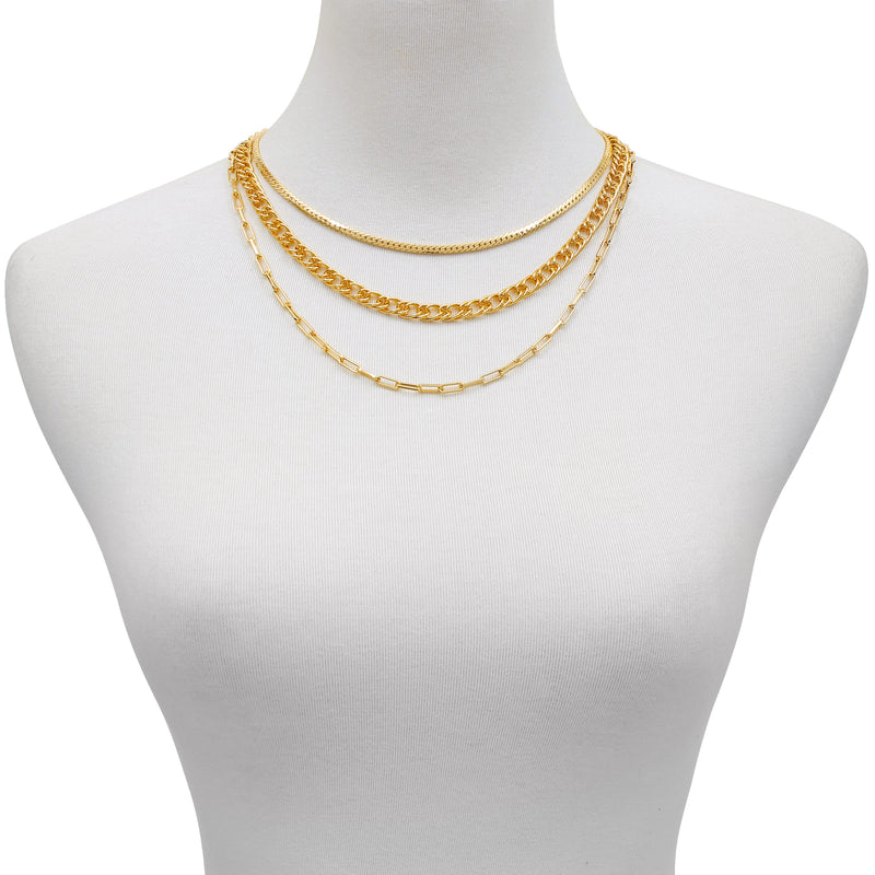 Multi Layered Chain Necklace - Gold Tone - Vince Camuto