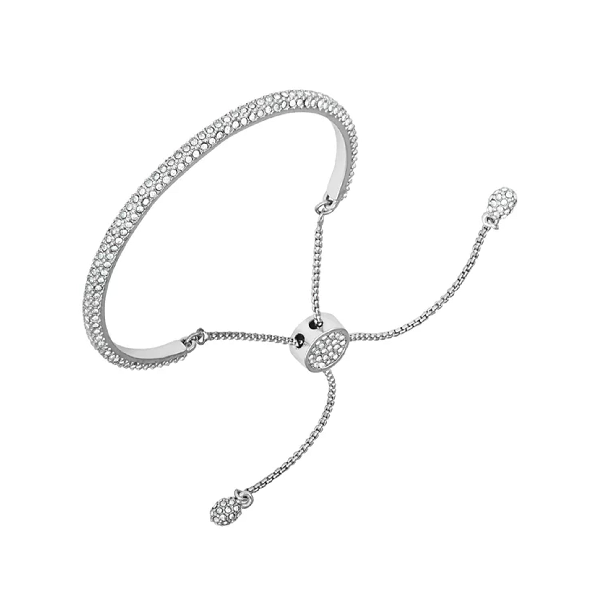 Silvertone Pave Crystal Stone Slider Bracelet - Silver Tone - Vince Camuto