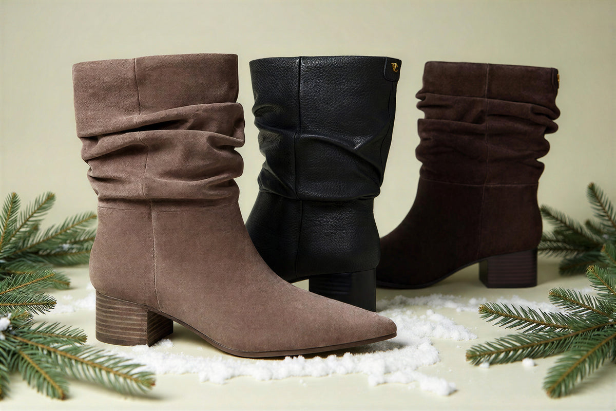 3 boots with snow